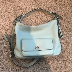 coach mint green leather purse